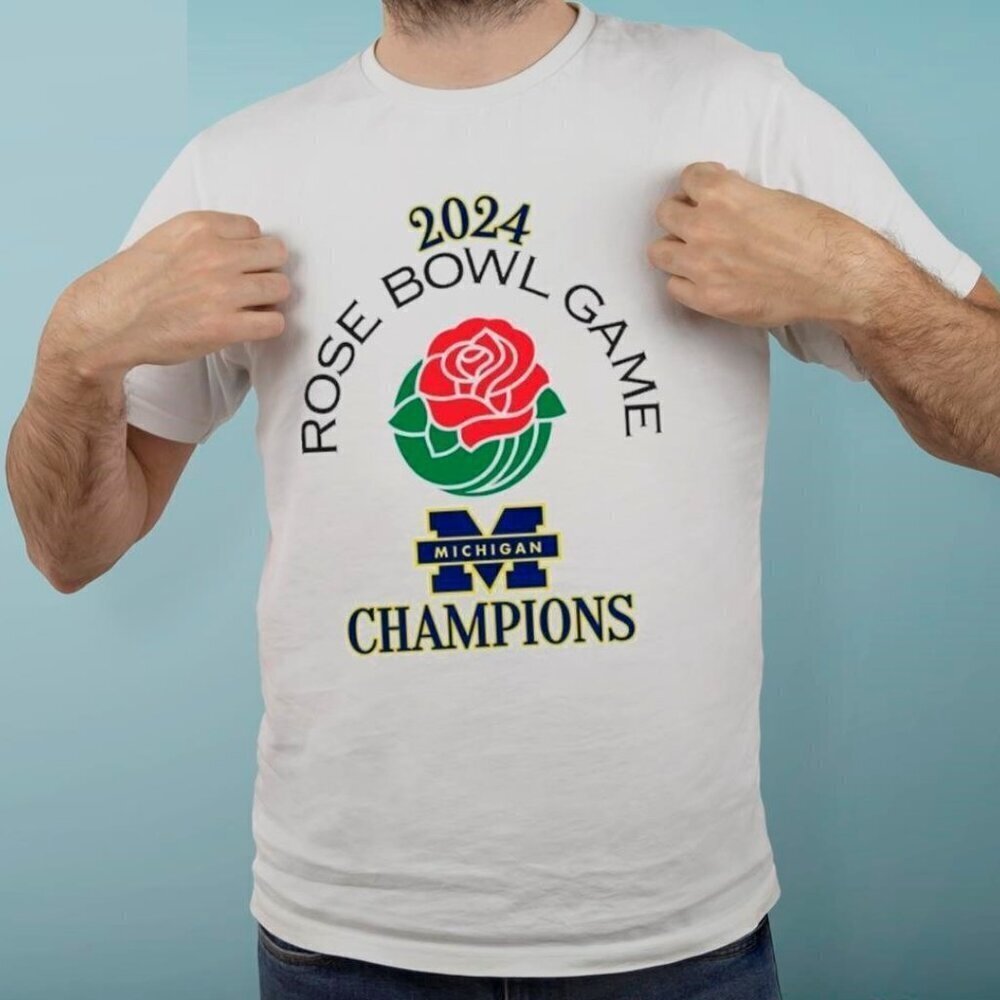 Michigan Rose Bowl Game Champions 2024 Logo Shirt College Football Fan Graphic